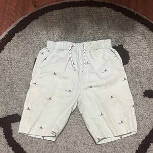 Light Green Shorts with Bird Pattern